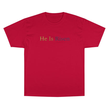 Red He Is Risen Multicolor Text T-shirt product type