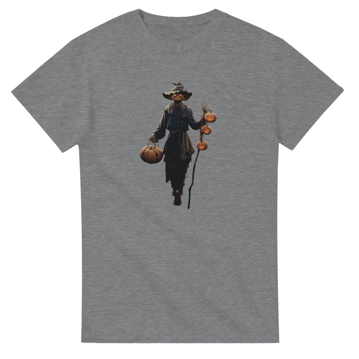 Spooky Scarecrow Jack-O'-Lantern on a Heavyweight T-shirt