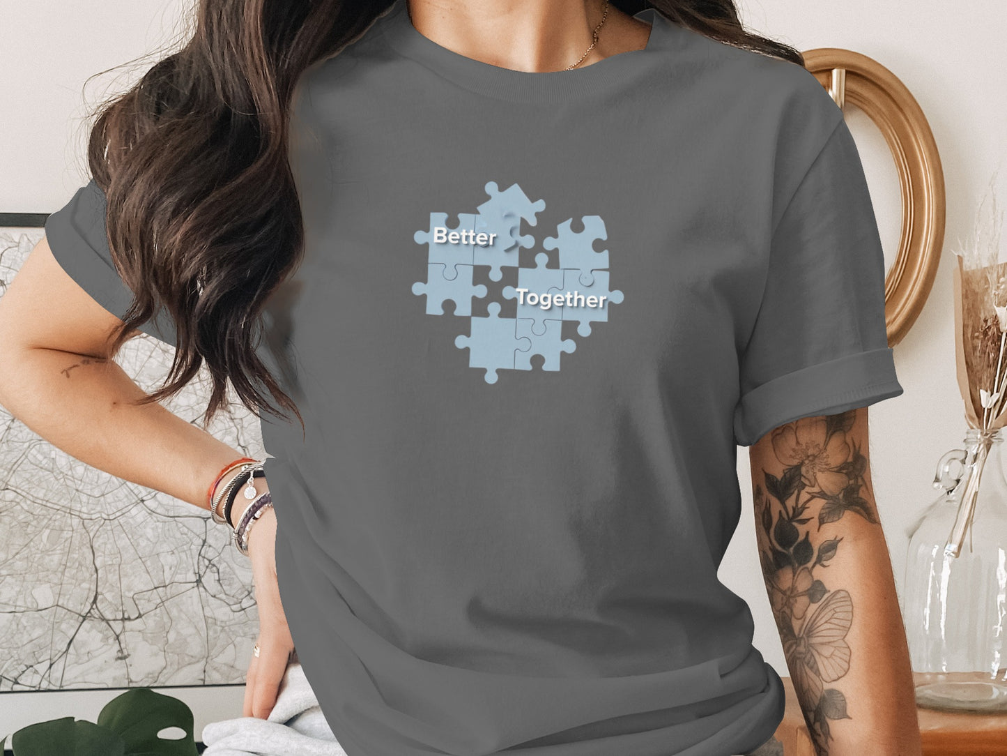 Better Together Puzzle Graphic T-Shirt for Couples