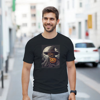 Pumpkin & Glowing Eyes on a Heavyweight T-shirt