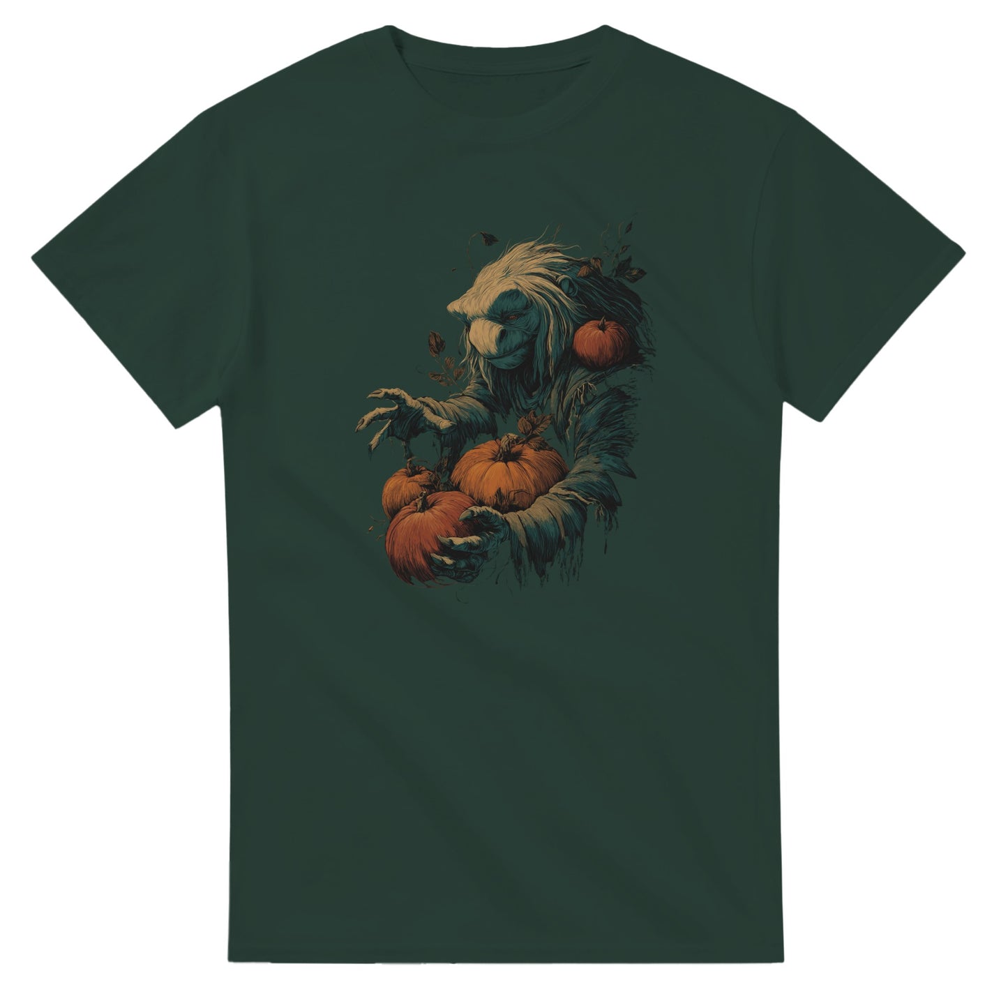 Forest Creature with Pumpkins on a Heavyweight T-shirt