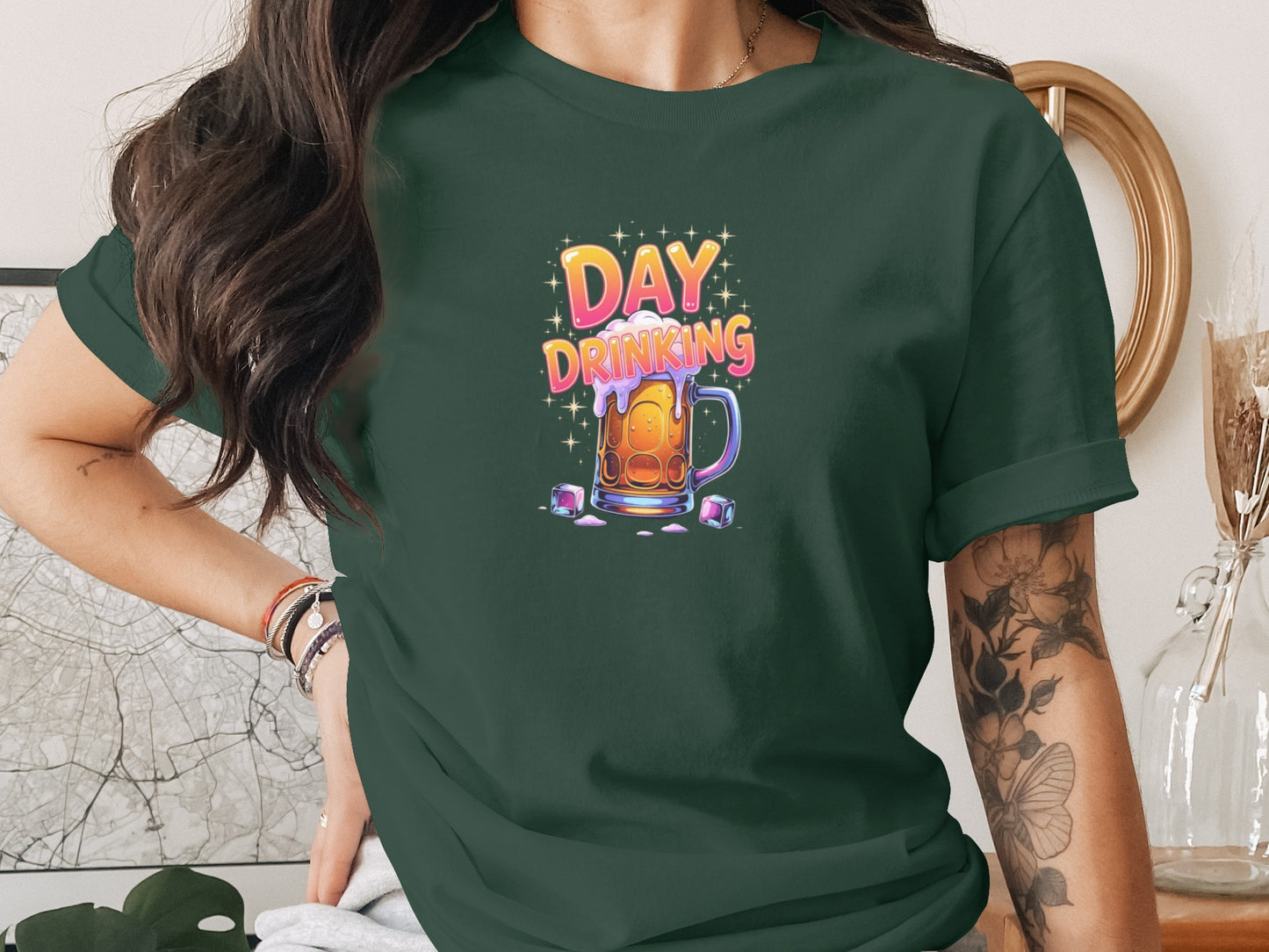 Day Drinking Graphic Casual Fun Tee Shirt Product