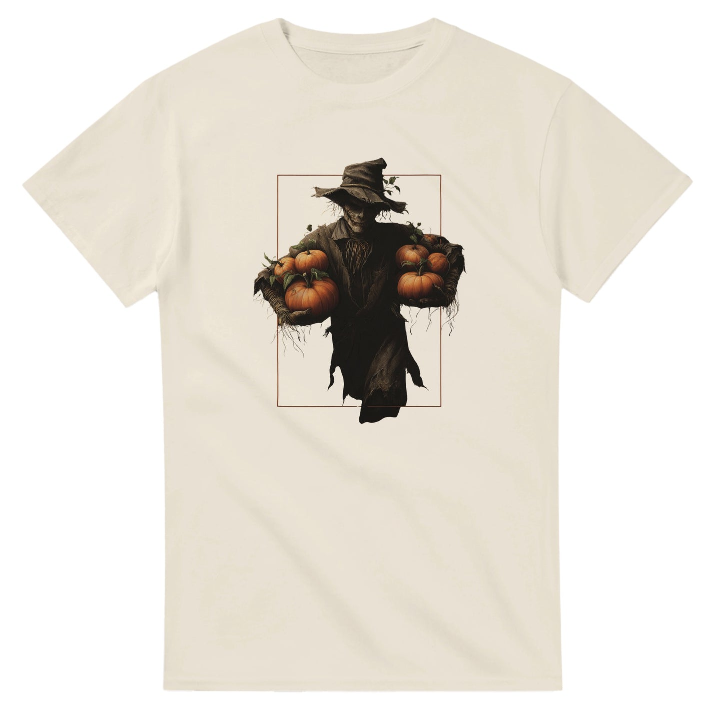 Spooky Harvest Scarecrow on a Heavyweight T-shirt