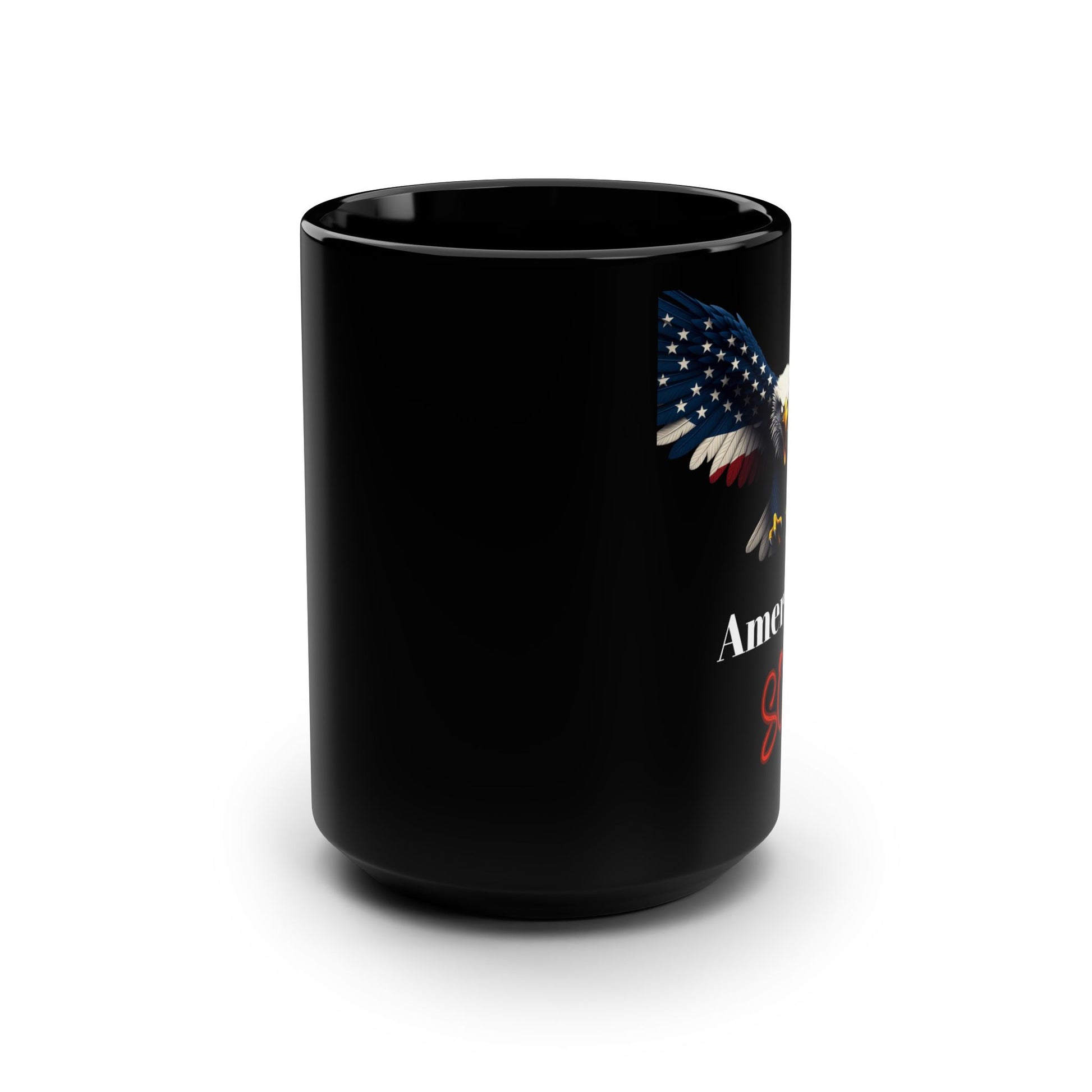 Patriotic Eagle American Soil on a Black Mug 15oz