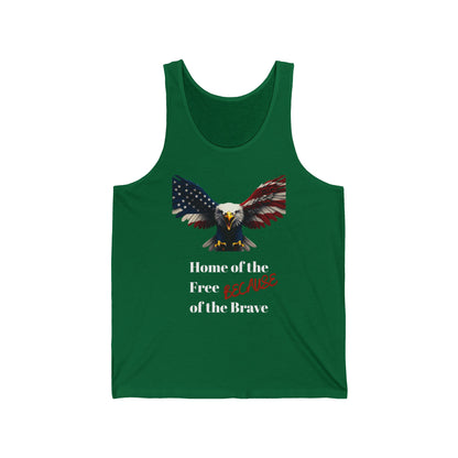 Home Of The Free Because Of The Brave Patriotic Eagle on a Premium Tank Top