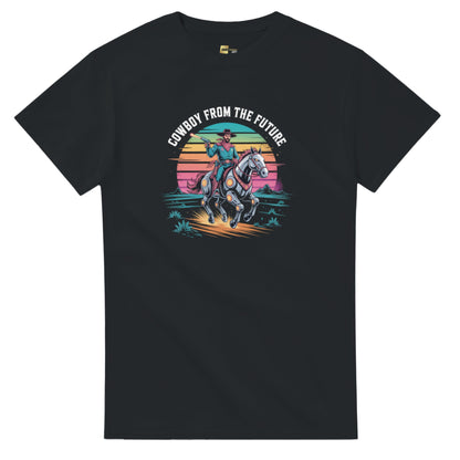 Retro-Futuristic Cowboy graphic design on a Heavyweight T-shirt
