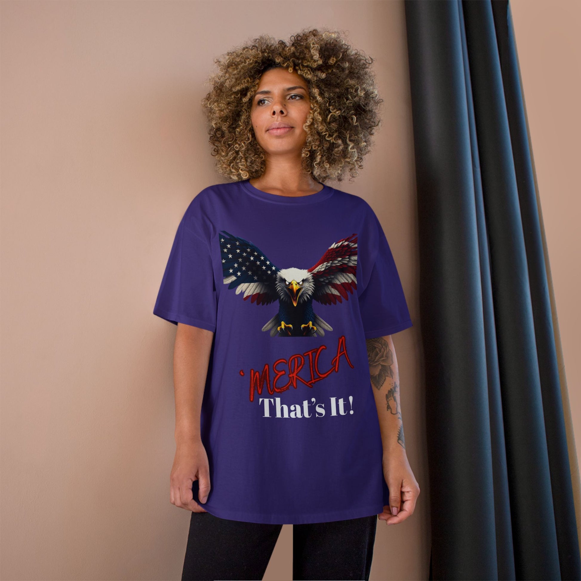 Merica. That's It Patriotic Eagle on a Champion T-shirt
