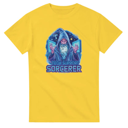 Tech Support Sorcerer graphic design on a Heavyweight T-shirt