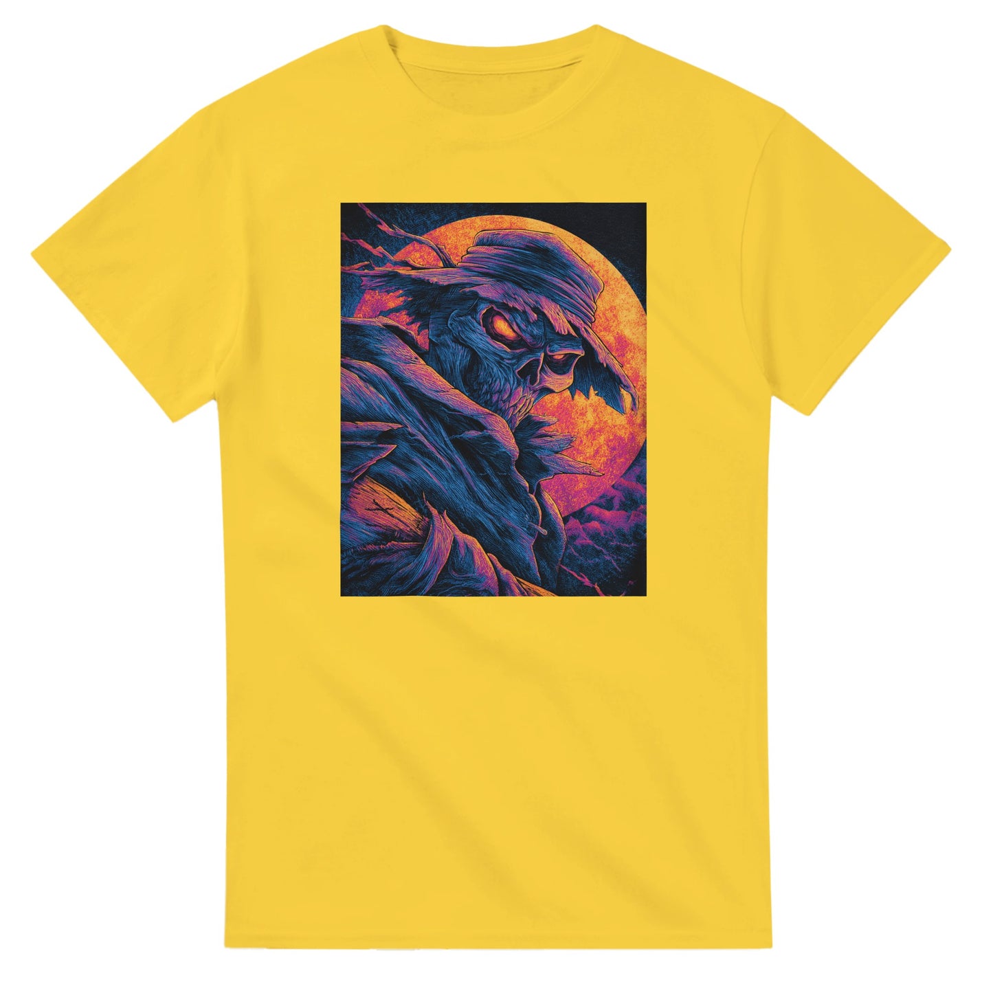Vibrant Skull & Scarecrow on a Heavyweight T-shirt