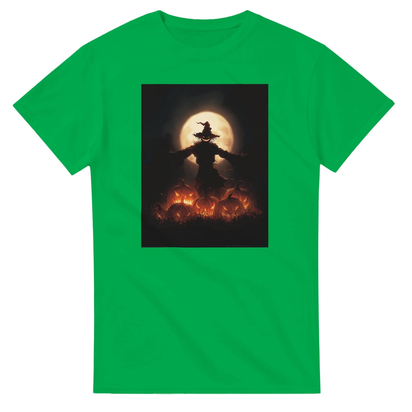 Spooky Scarecrow & Jack-O'-Lantern on a Heavyweight T-shirt