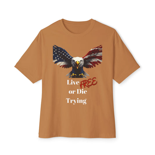 Live Free Or Die Trying Patriotic Eagle on a Premium Tee
