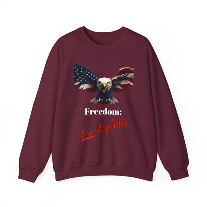Freedom Non-Negotiable Patriotic Eagle text on a Crewneck Sweatshirt