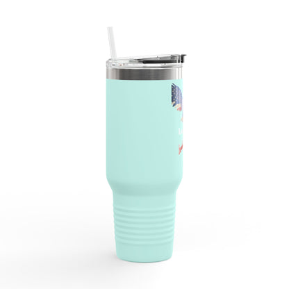 Locked & Loaded Patriotic Eagle on a 40oz tumbler
