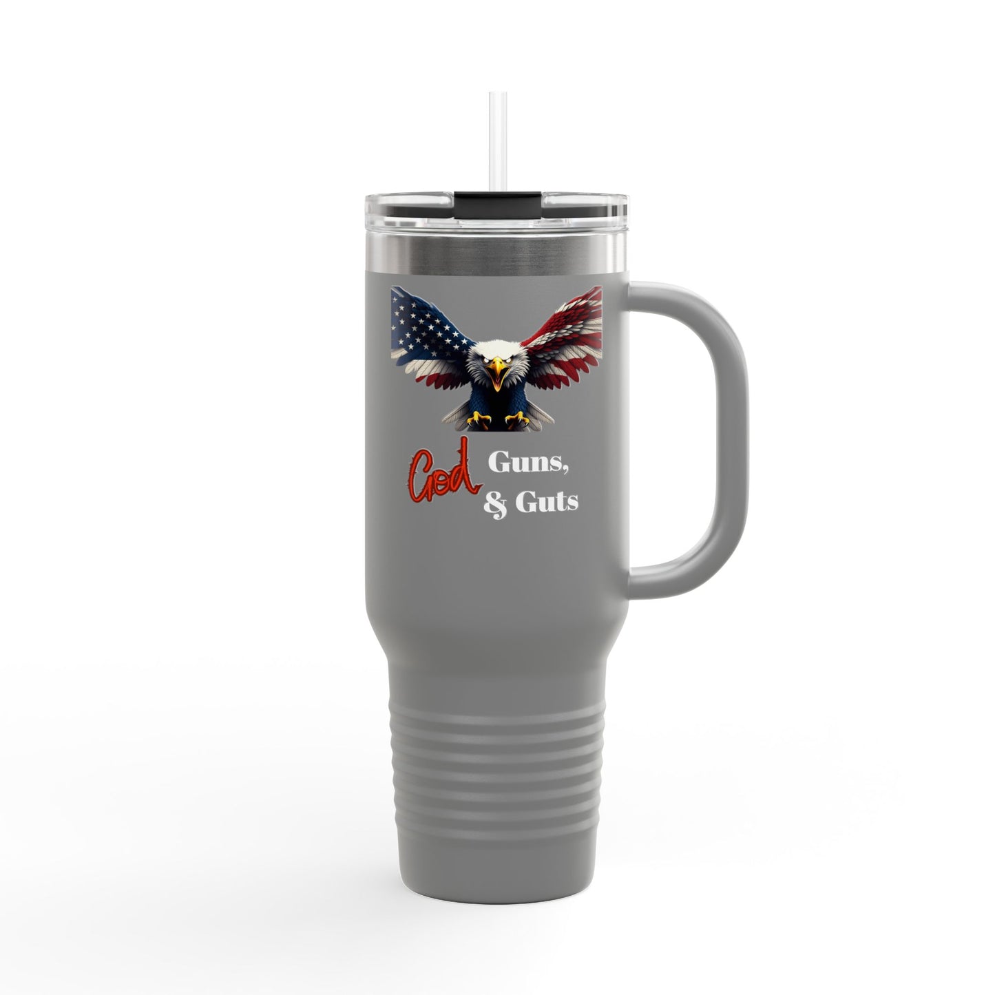 God Guns & Guts Patriotic Eagle – 40oz Insulated Travel Mug