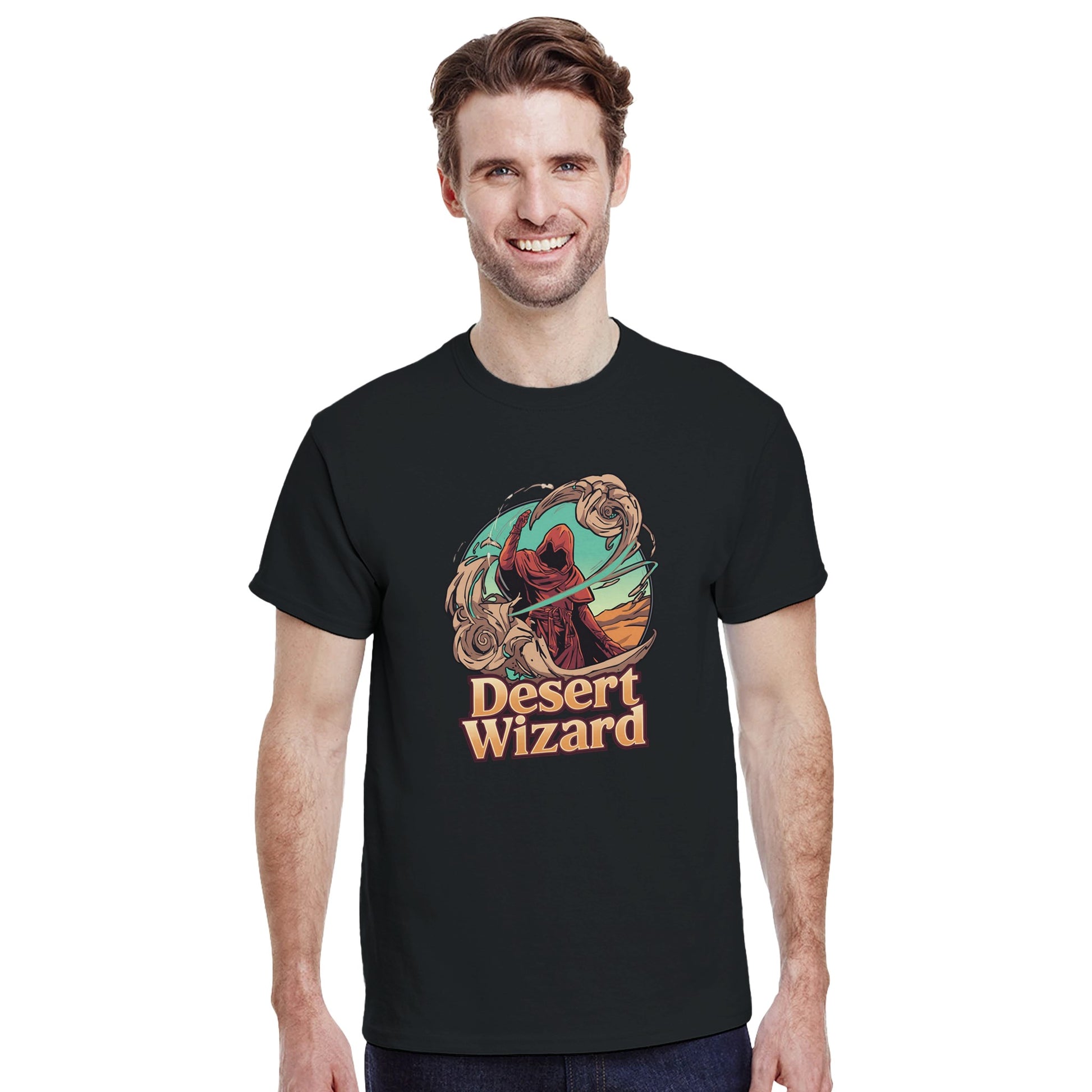 Mystic Desert Wizard graphic design on a Heavyweight T-shirt