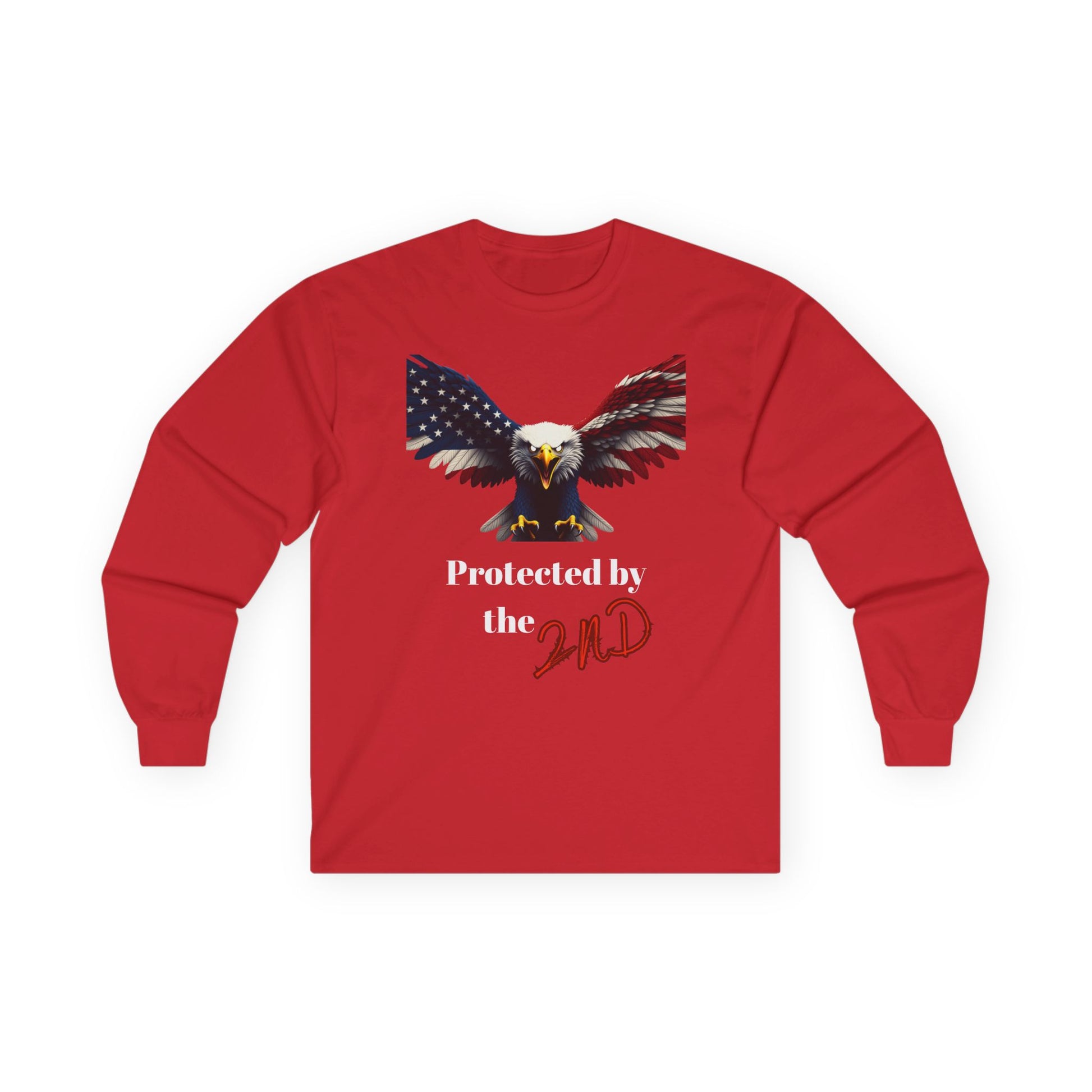 Protected By The 2nd Patriotic Eagle on a long sleeve tee