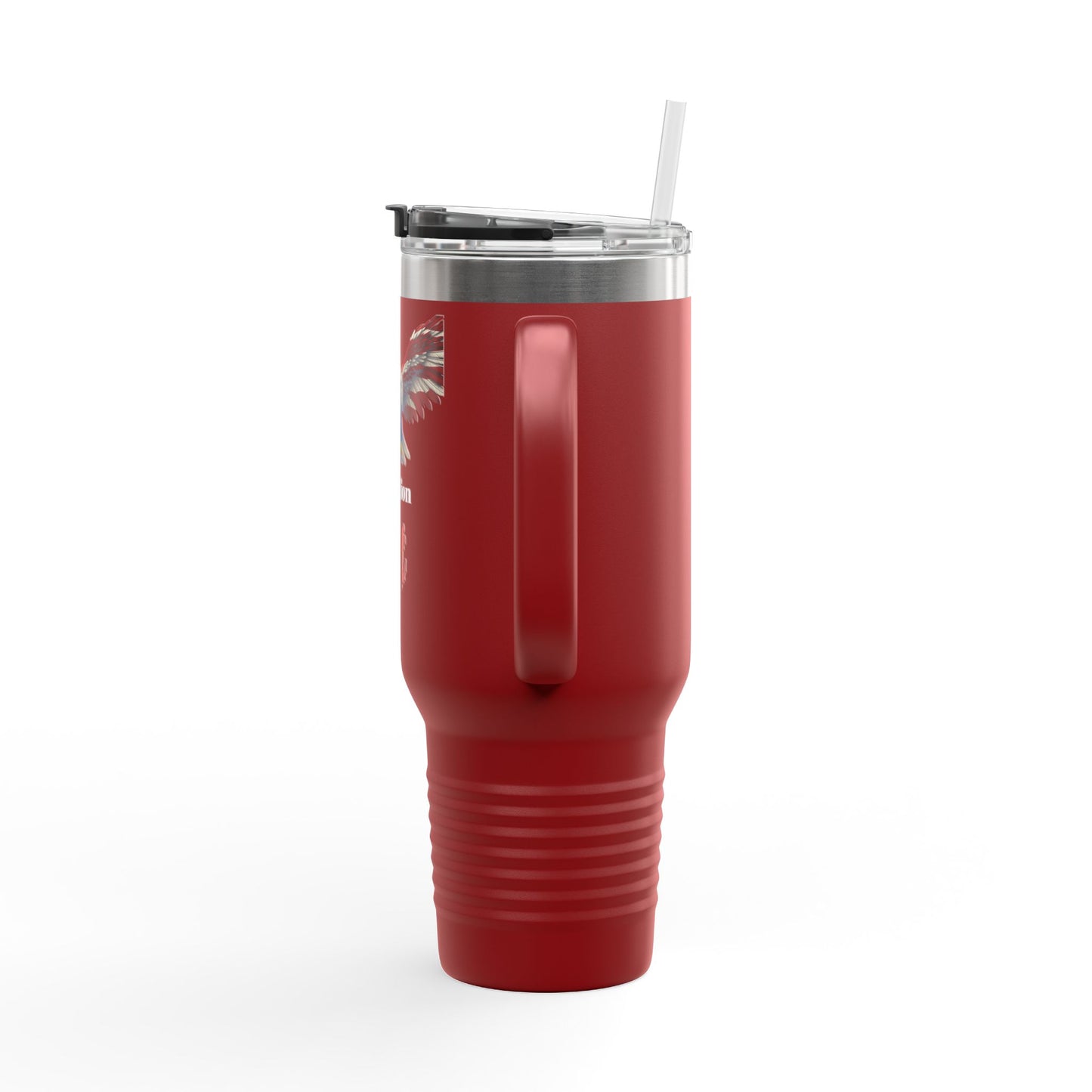 Taxation Is Theft Patriotic Eagle on a 40oz Insulated Travel Mug