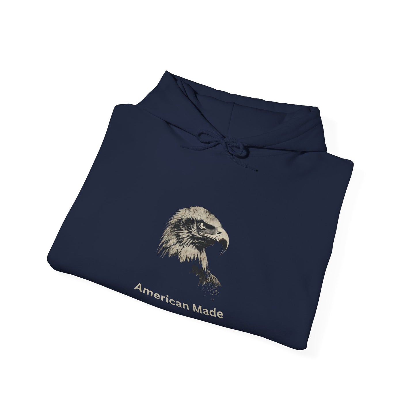 American Made text beneath an eagle head on a Pullover Hoodie