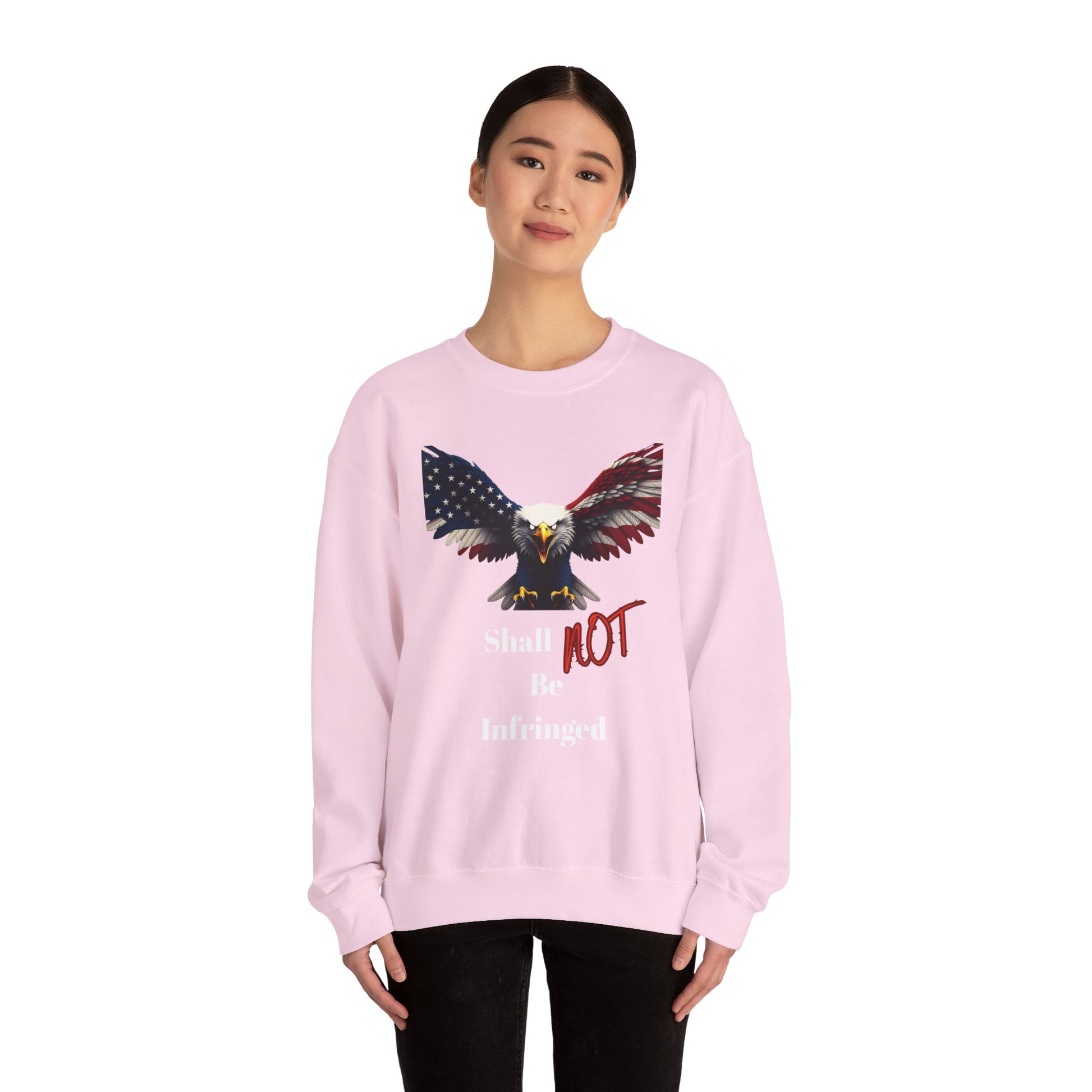 Shall Not Be Infringed Patriotic Eagle text on a Crewneck Sweatshirt