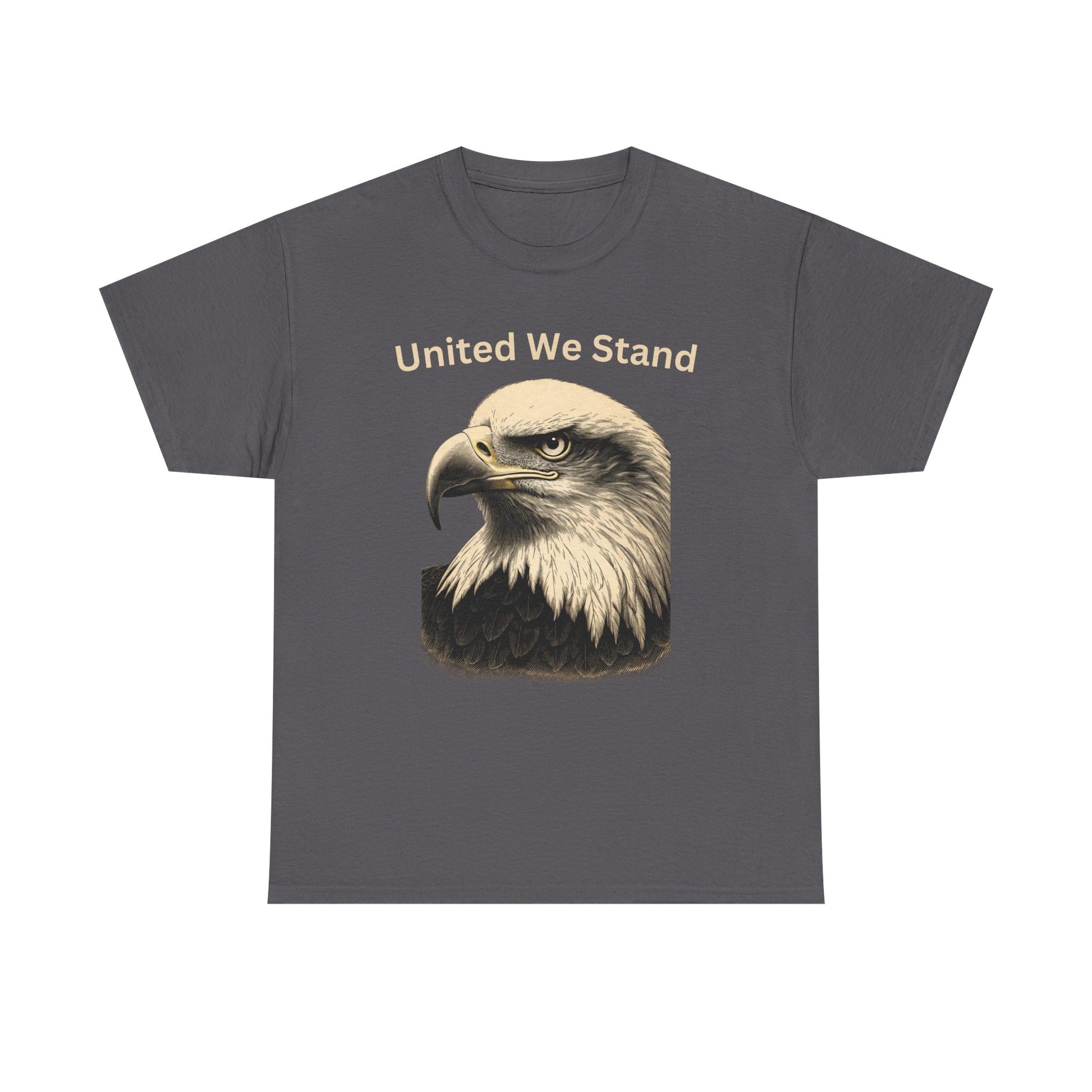 Engraved Eagle - United We Stand - text on the top of a Heavyweight T-shirt