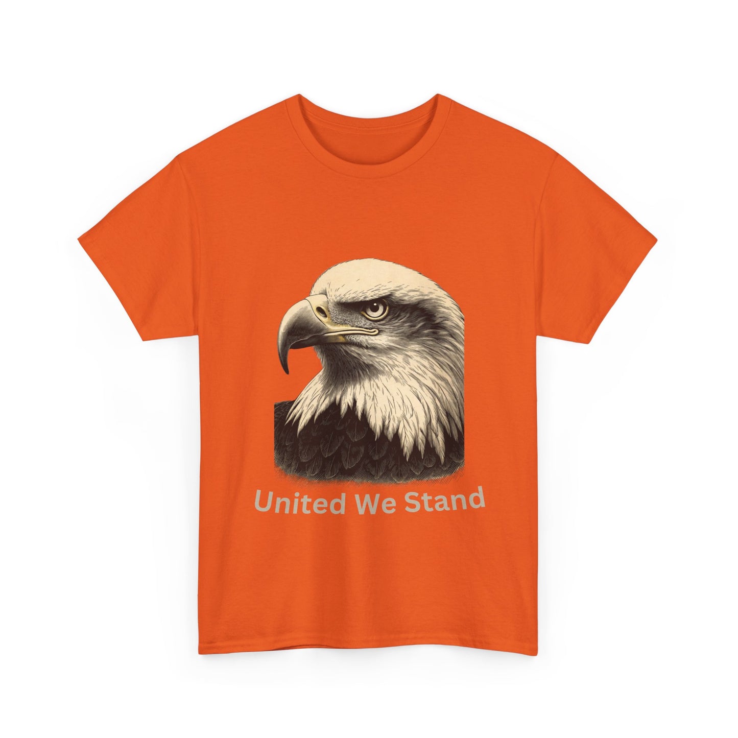 Engraved Eagle - United We Stand - text on the bottom of a Heavyweight T-shirt
