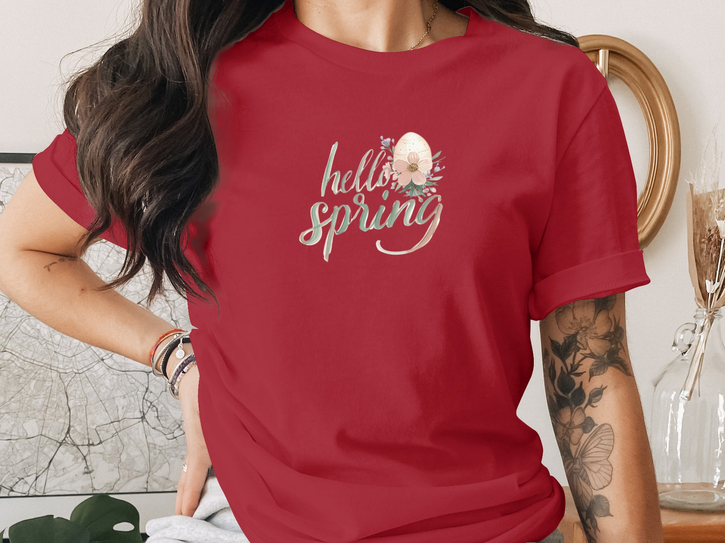 Hello Spring Festive Red Casual Wear Shirt