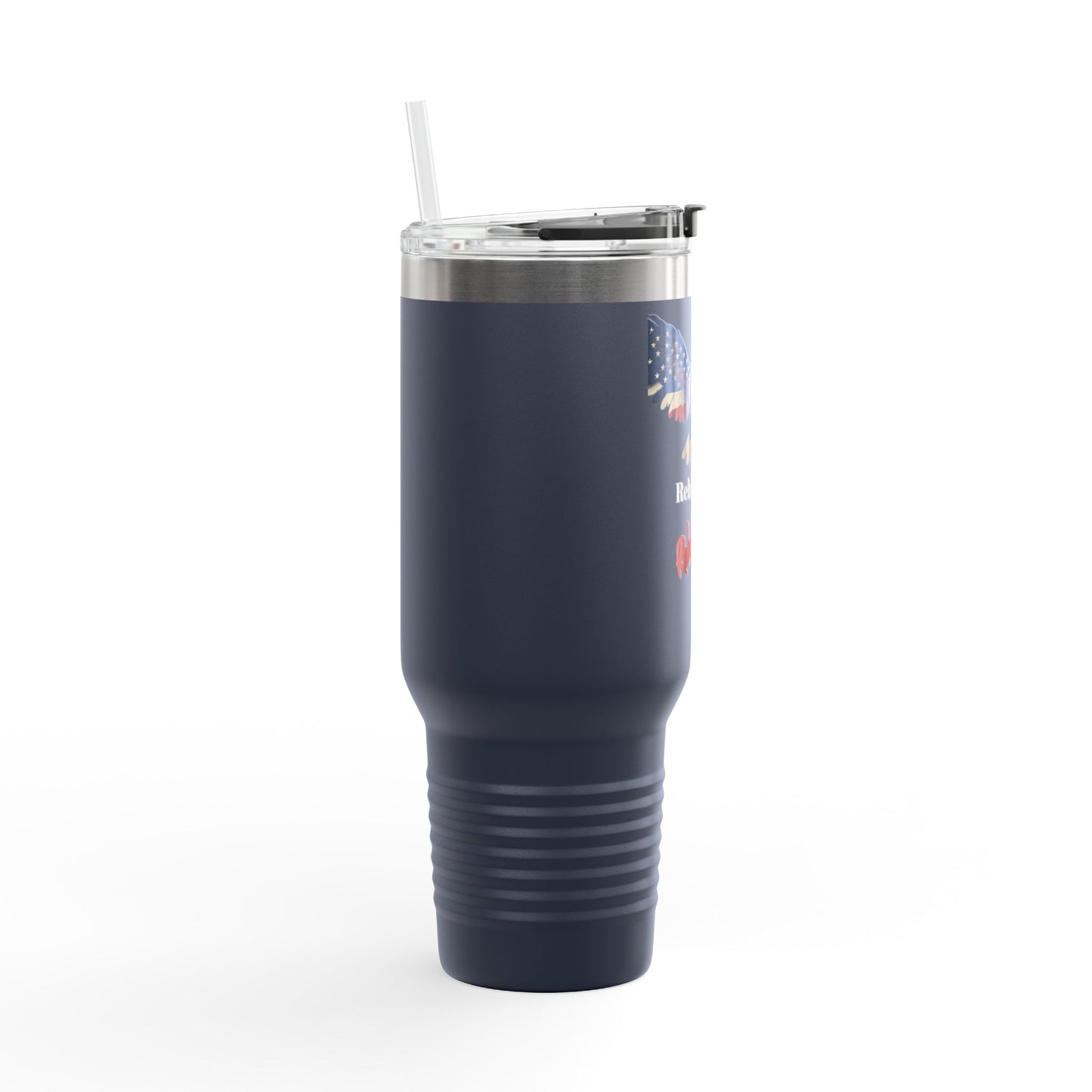 Rebel Born Rebel Bred Patriotic Eagle on a 40oz Insulated Travel Mug