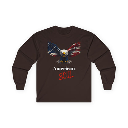 American Soil Patriotic Eagle on a long sleeve tee