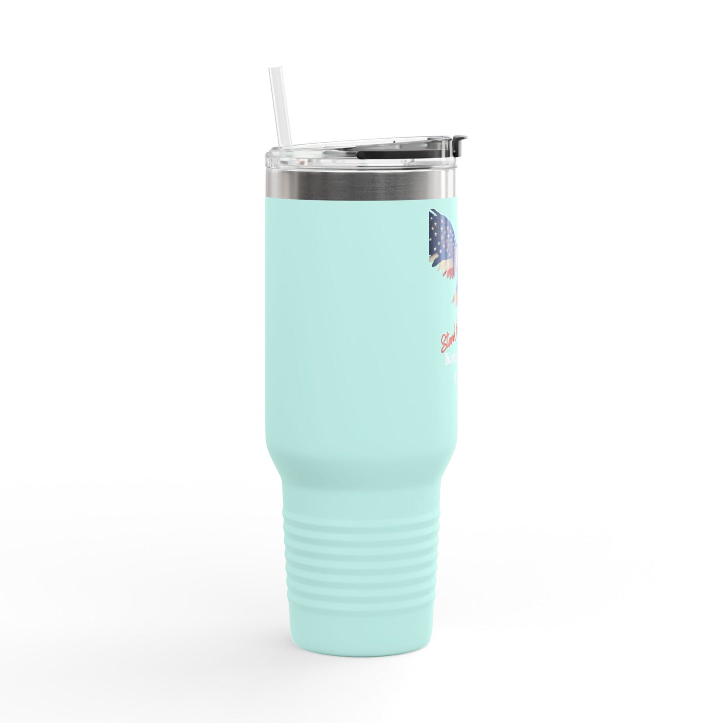 Stand For The Flag Kneel For The Cross Patriotic Eagle on a 40oz Insulated Travel Mug