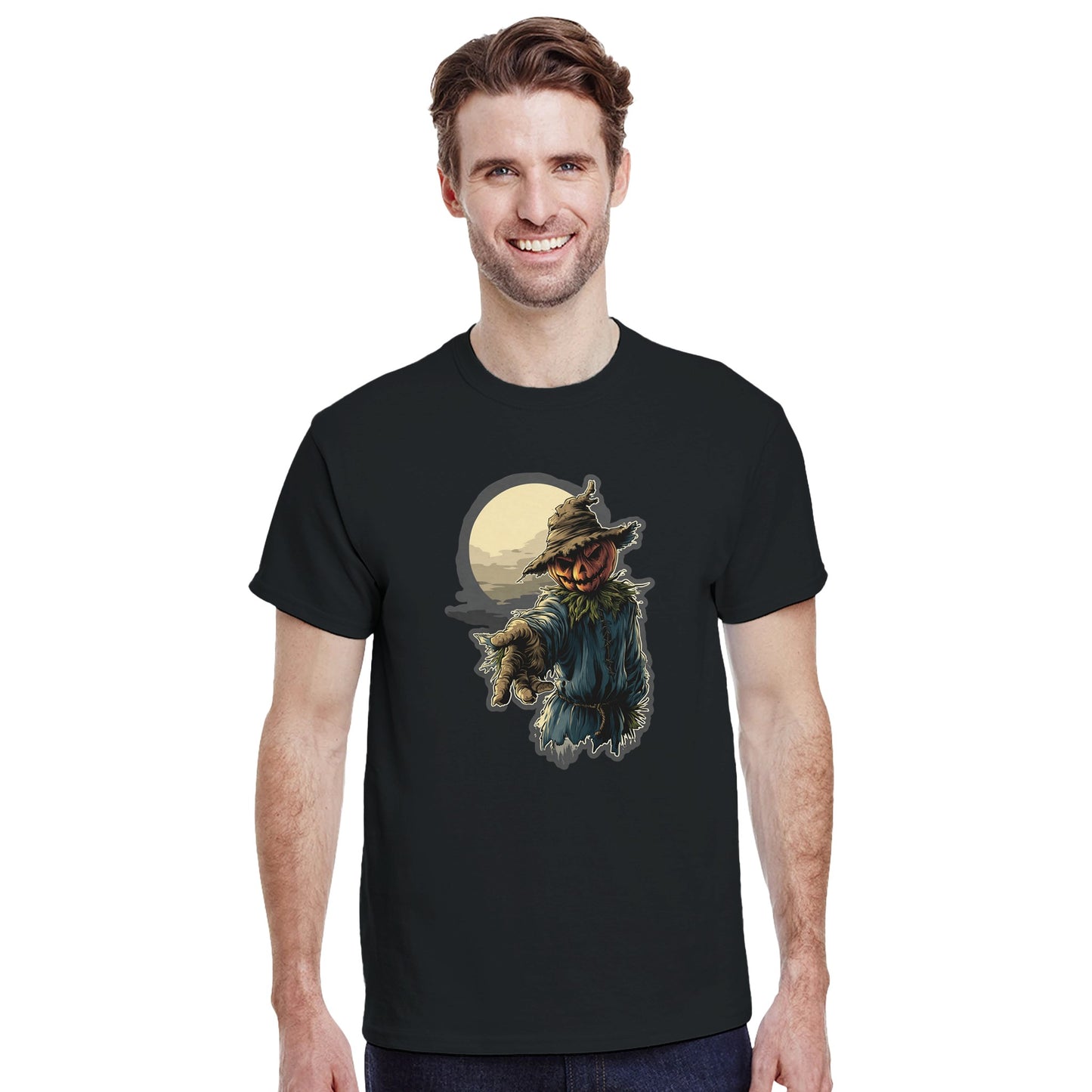 Ghoulishly Good Pumpkin Scarecrow on a Heavyweight T-shirt