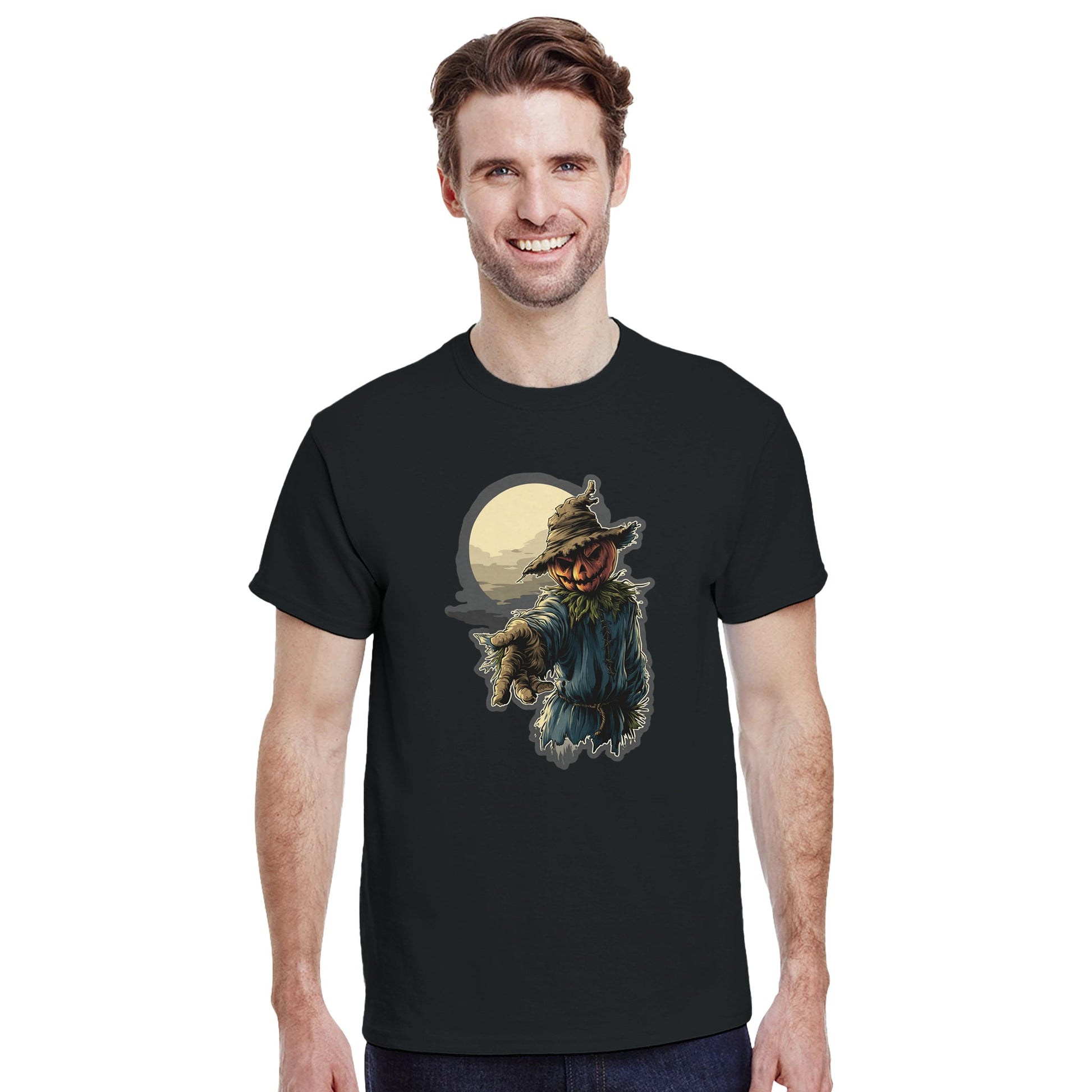 Ghoulishly Good Pumpkin Scarecrow on a Heavyweight T-shirt