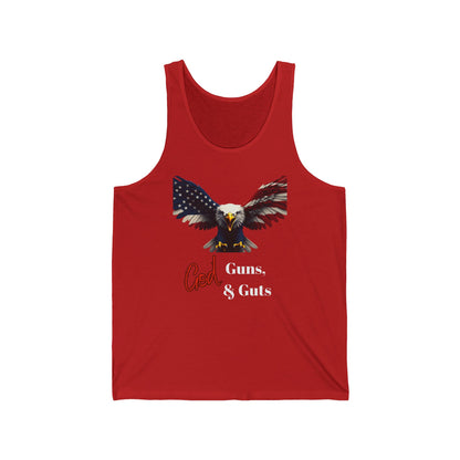 God Guns & Guts Patriotic Eagle on a Premium Tank Top