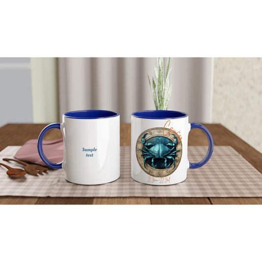 11oz ceramic mug with color inside Cancer crab personalized