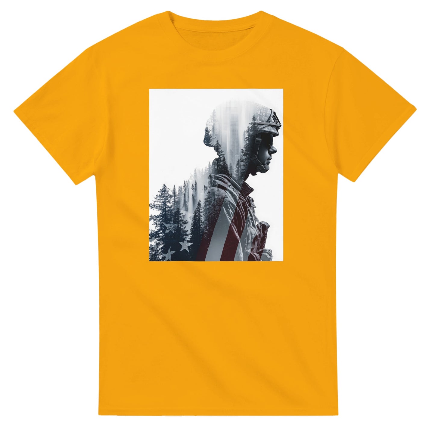 Patriotic Spirit Double Exposure on a heavyweight t-shirt