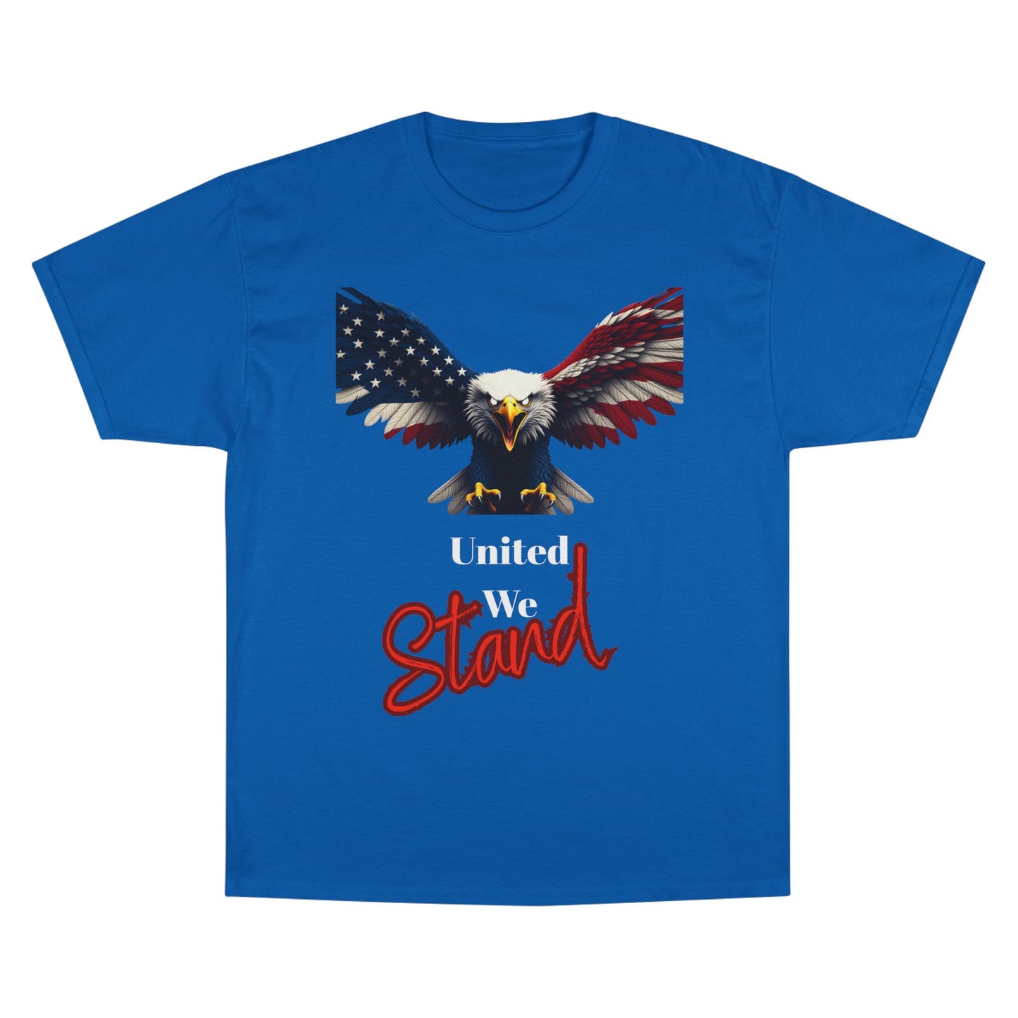 United We Stand Patriotic Eagle on a Champion T-shirt