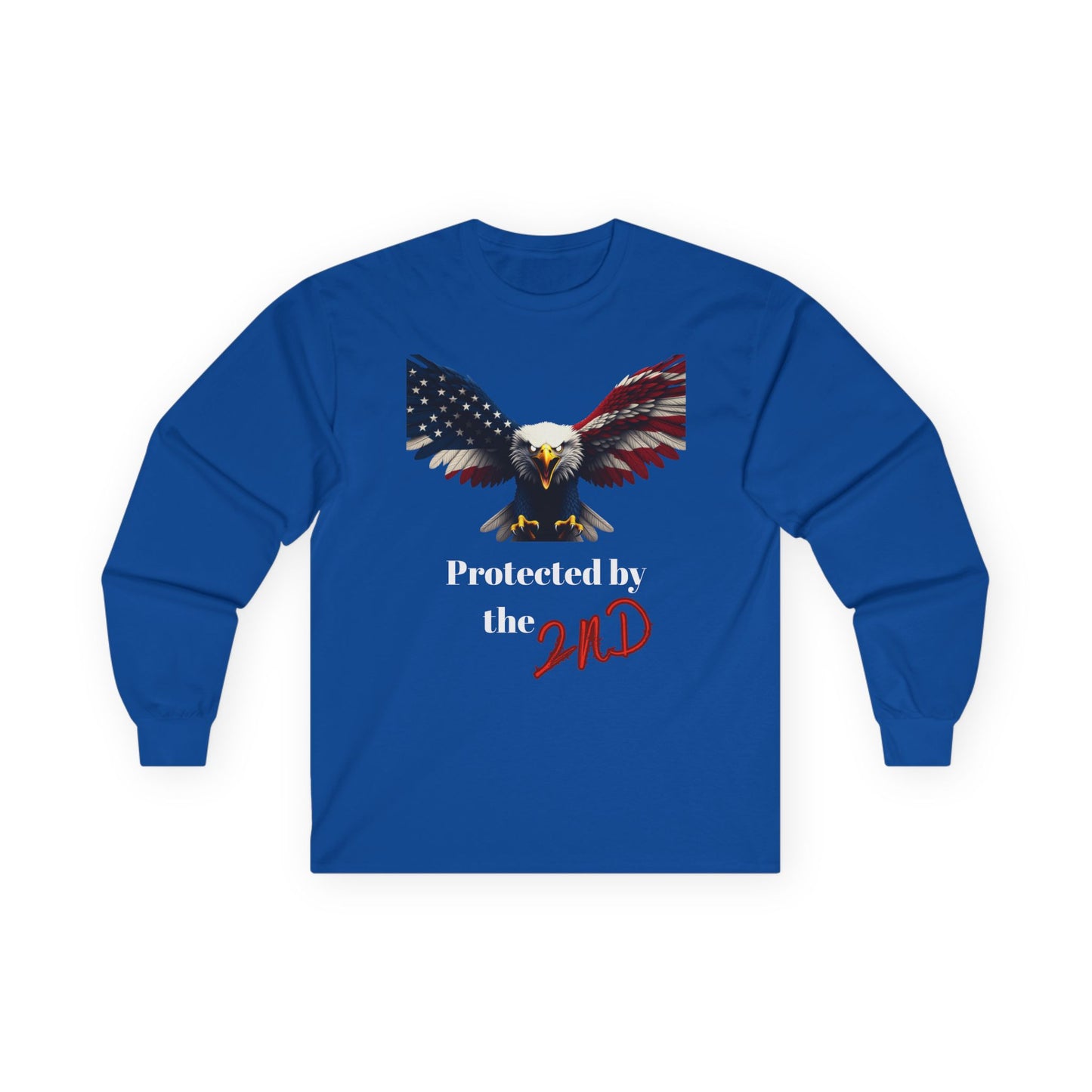 Protected By The 2nd Patriotic Eagle on a long sleeve tee