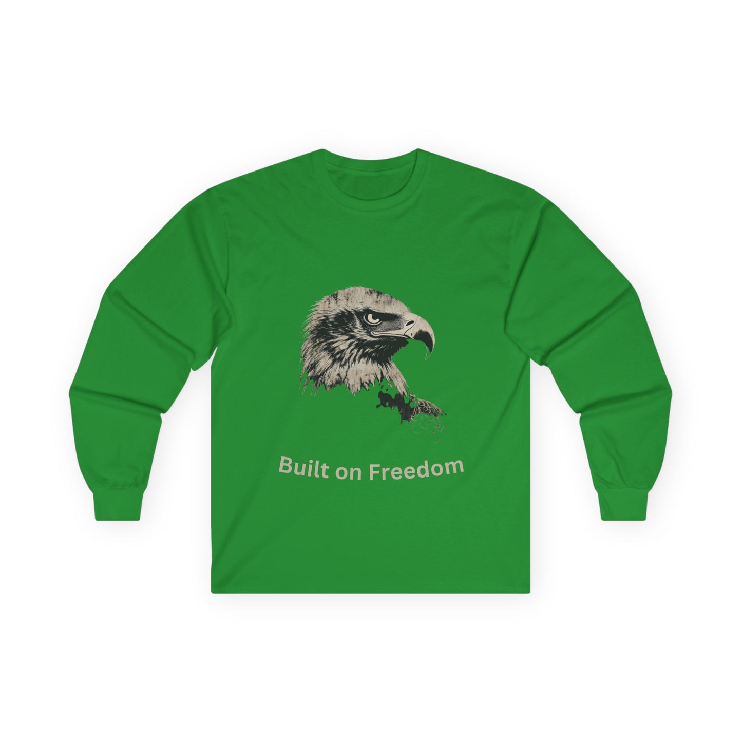 Built of Freedom text on a Long-Sleeve Tee