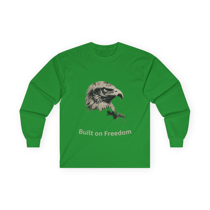 Built of Freedom text on a Long-Sleeve Tee