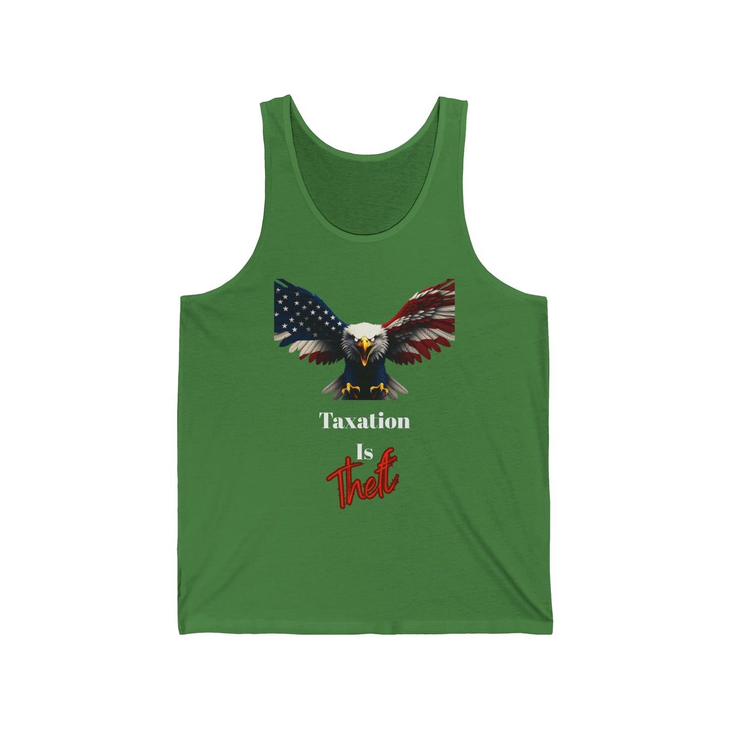 Taxation Is Theft Patriotic Eagle on a Premium Tank Top