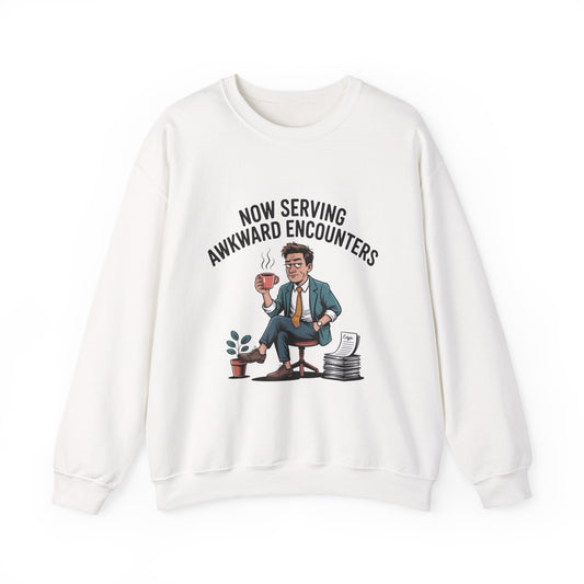 Now Serving Awkward Moments on a Crewneck Sweatshirt