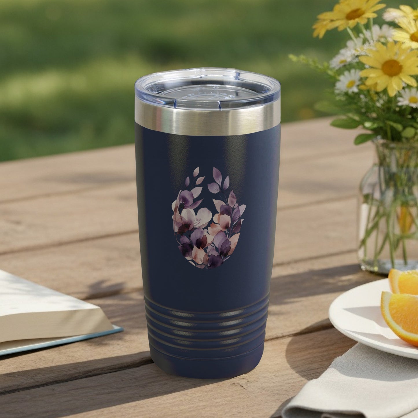 Floral Design Insulated Tumbler for Hot and Cold Beverages