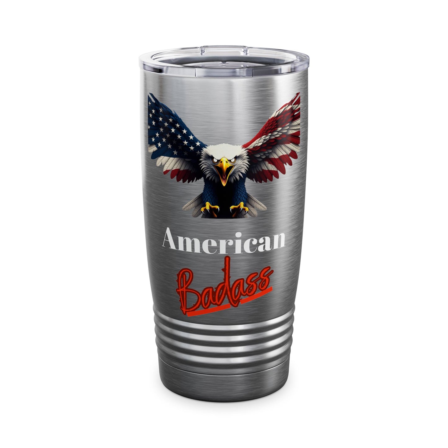 American Badass Patriotic Eagle on a 20oz Insulated Tumbler