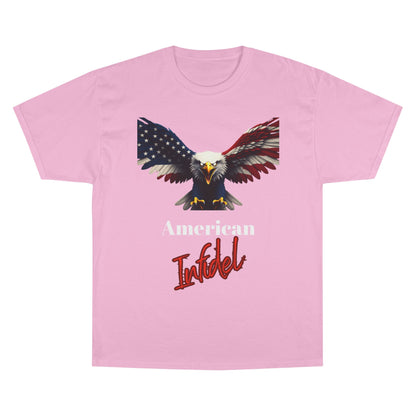American Infidel Patriotic Eagle on a Champion T-shirt