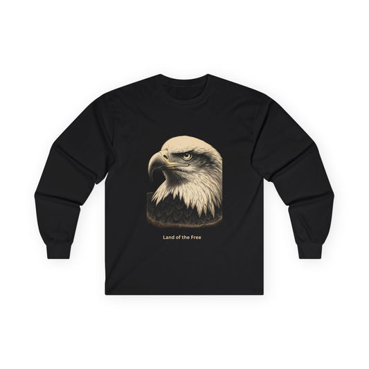 Land of the Free text on a Long-Sleeve Tee