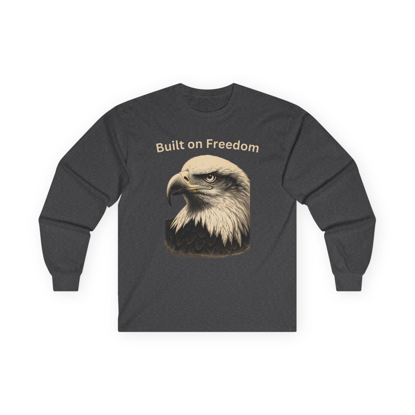Built on Freedom text on a Long-Sleeve Tee