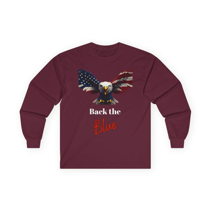 Back The Blue Patriotic Eagle on a long sleeve tee