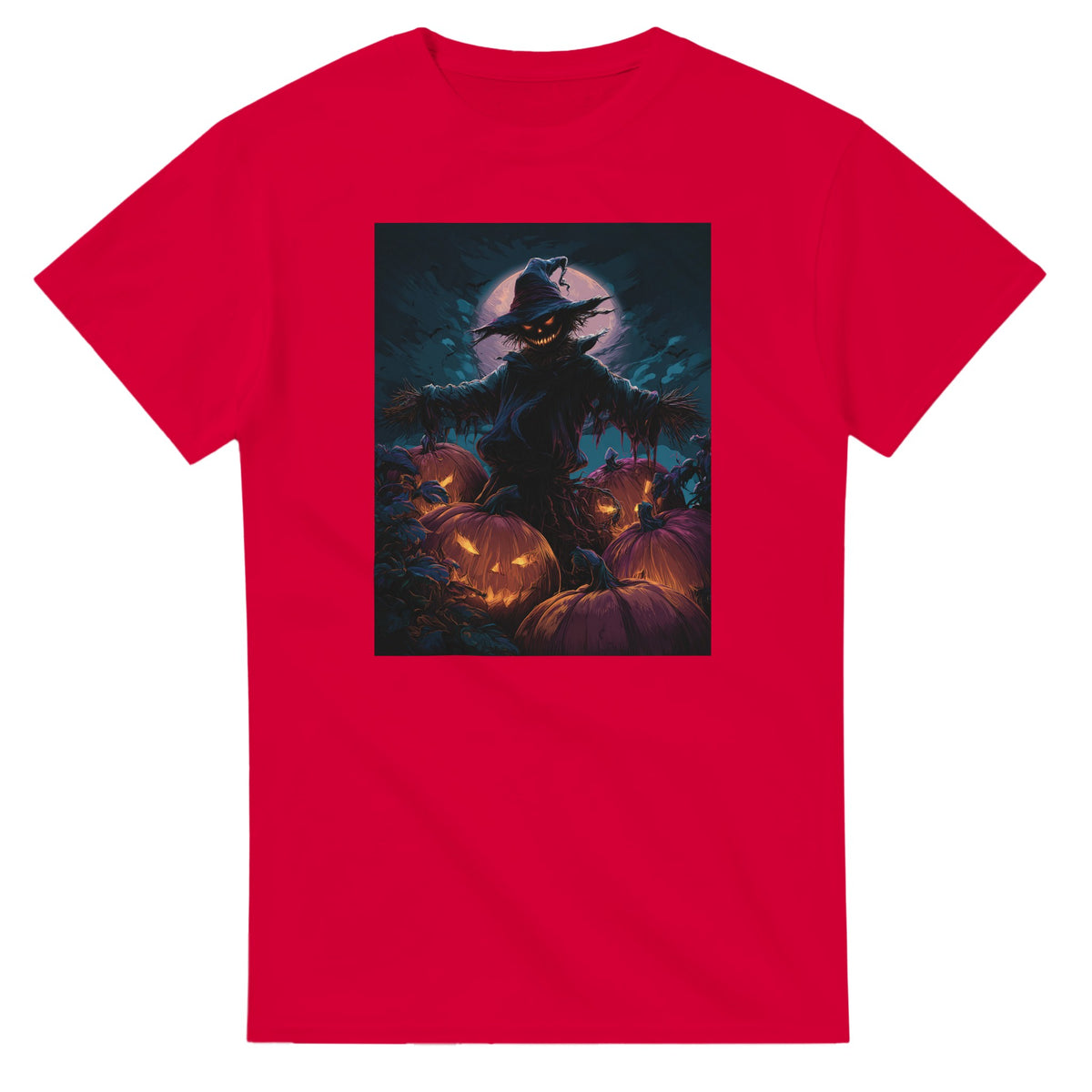 Jack-o'-Lanterns & Full Moon on a Heavyweight T-shirt