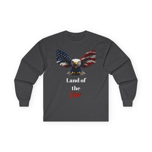 Land Of The Free Patriotic Eagle on a long sleeve tee