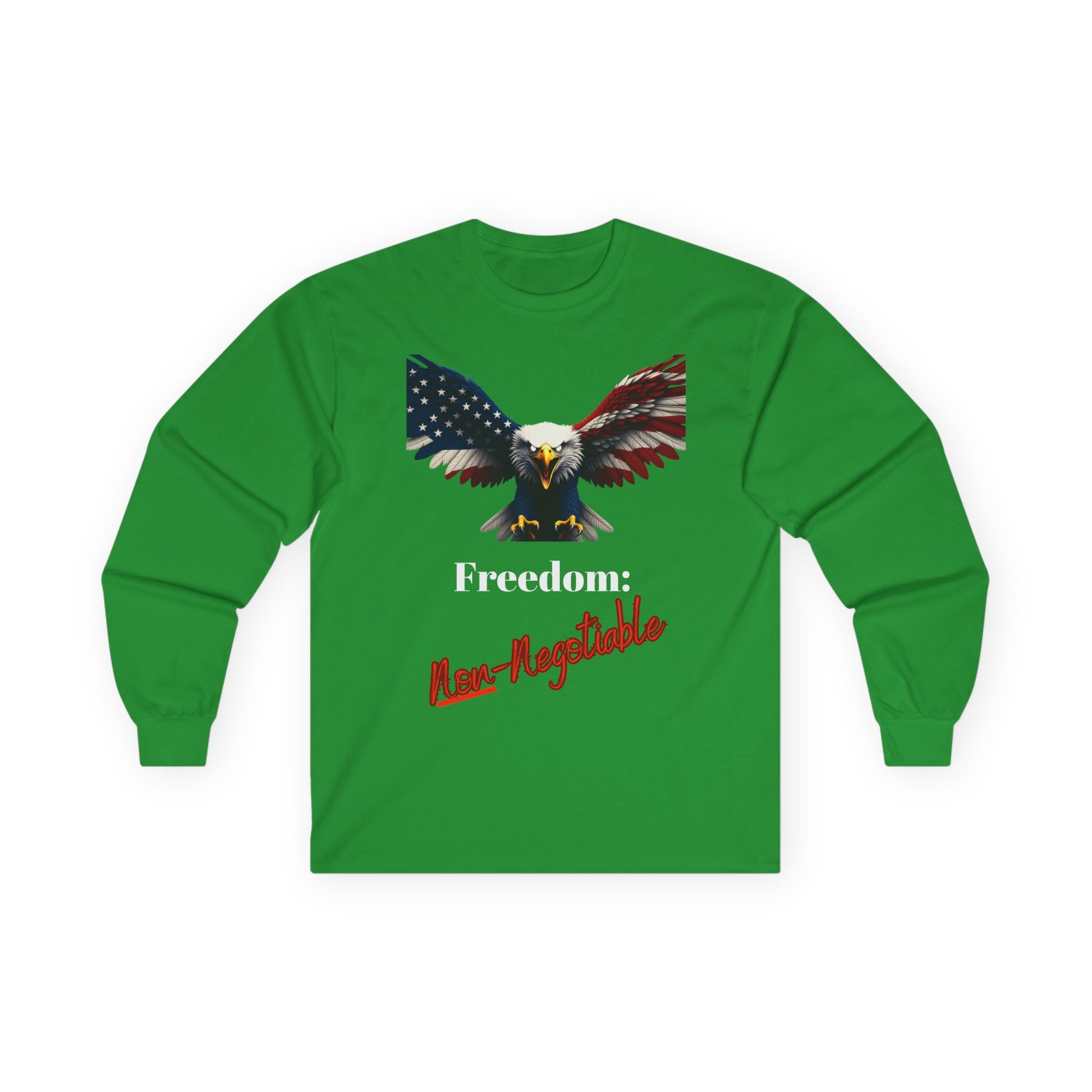Freedom Non-Negotiable Patriotic Eagle on a long sleeve tee