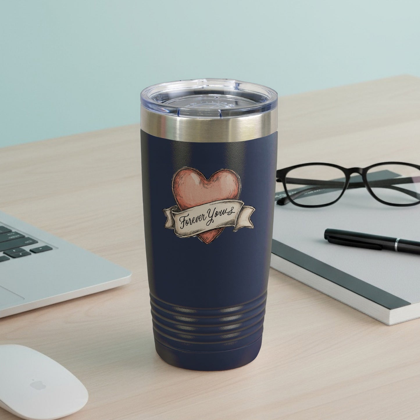 Forever Yours Heart Design Insulated Tumbler